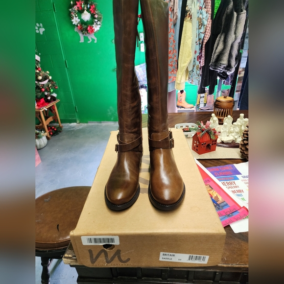 Matisse Shoes - NIB Matisse Britain Saddle knee Tall Riding Boots Distressed Brown Leather 8